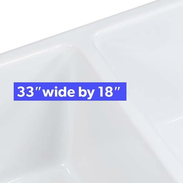 33 x 18 inch Fireclay Farmhouse Apron-Front Kitchen Sink Double Bowl – White