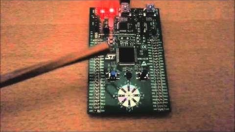 STM32F3-Discovery board, using the push button to switch on the LED6
