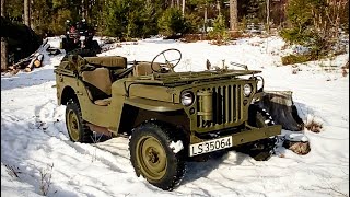 Winching with Volvo L3314 Ambulance, and starting up my Willys Jeep after outside winter storage .