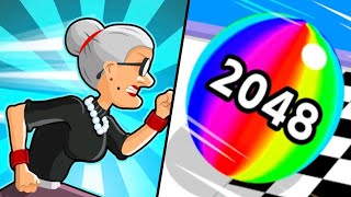 Ball Run 2048 vs Angry Gran Run 😱 Fast Run Challenge New Game Play screenshot 1