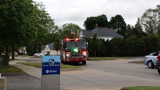 Holland City Engine 1121 arriving on scene of a non injury crash with a fluid spill.