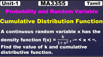 MA3355|MA3391|MA3303| Continuous Random Variable|Cumulative Distribution Function | Problem in Tamil