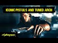 Jackie's Iconic Pistols and Tuned Arch Motorcycle Cyberpunk 2077