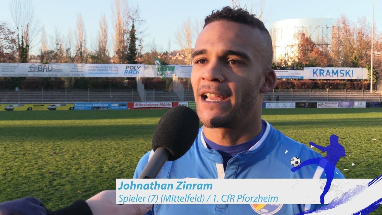 Johnathan Zinram - 1. CfR Pforzheim - zum Spiel vs. SV Spielberg, im FuPa.tv-Interview am 17.11.2018