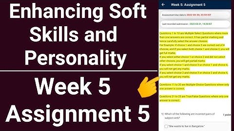 NPTEL 22 | Enhancing Soft Skills & Personality | Assignment - 5 | Most Probable Answers