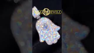VVS1 Hamsa Hand | 925 Sterling Silver D VVS1 Moissanite Diamond Spiritual Bling Charm | BLINGJEWELZ