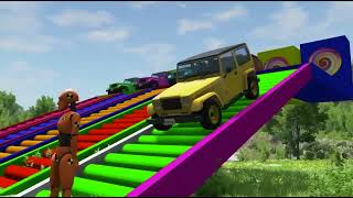 Car vs Rainbow Stairs Challenge 🌈🚗 कौन जीतेगा?