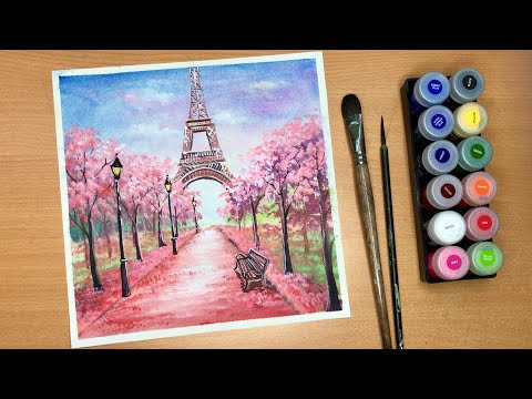 Vẽ cảnh hoàng hôn bằng màu nước  Sunset Landscape Using Watercolors  Màu  nước Hoàng hôn Mỹ thuật