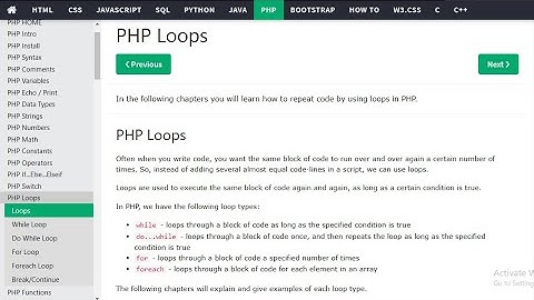 PHP loops Introduction in w3schools