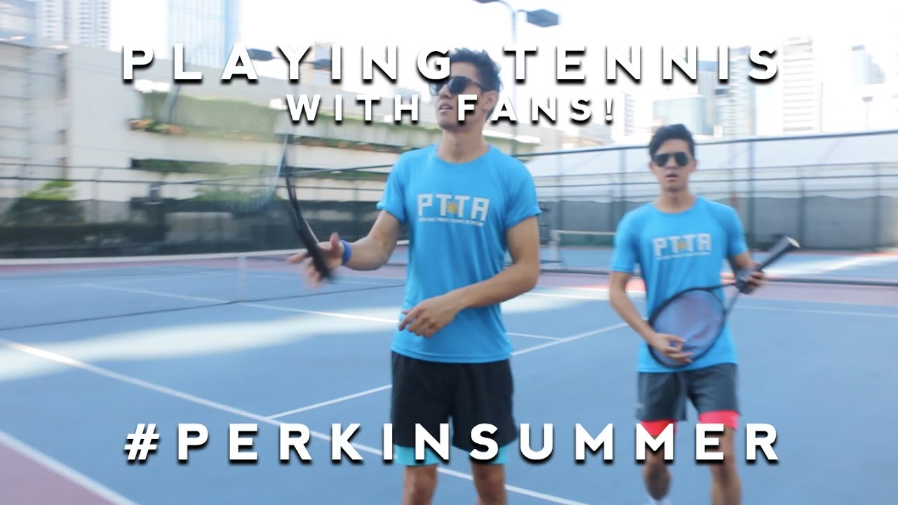 Playing tennis with fans! 