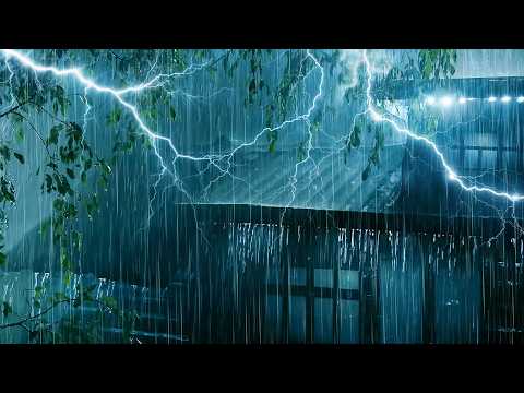 ASMR Night Thunderstorm Rain Sounds | Fall into Deep Sleep with Heavy Rain & Awful Thunder in Forest