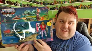Prince Adam Sky Sled Masters of the Universe Retro Mattel Origin Action Figure Review