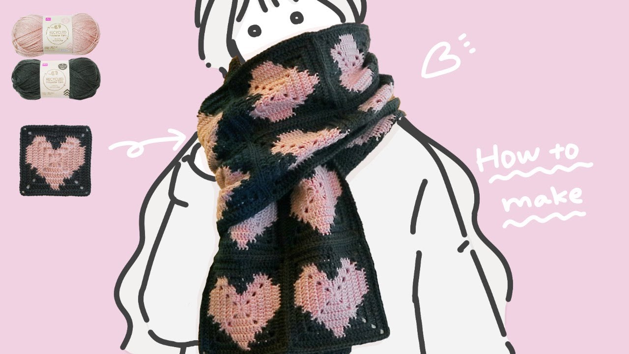 How to crochet HEART Scarf [TUTORIAL] - YouTube