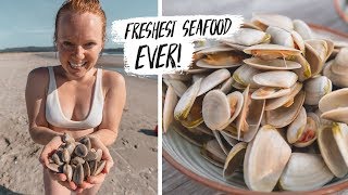 We Went CLAM DIGGING w/ New Zealand LOCALS! - Hunting & Preparing Tuatua 🇳🇿(Feat. Chasing a Plate)