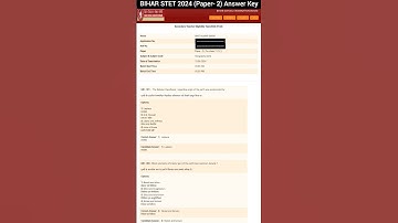 Bihar STET 2024 ANSWER KEY | Bihar STET Paper - 2 Answer Key| Bihar STET 2024 Result #shorts #viral