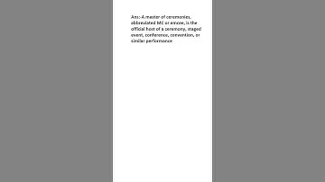 What is Master of ceremonies?