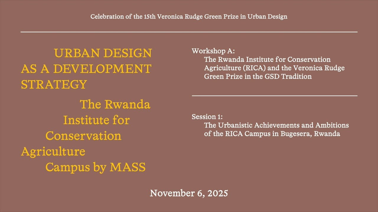 Urban Design as a Development Strategy: Workshop A, Session 1