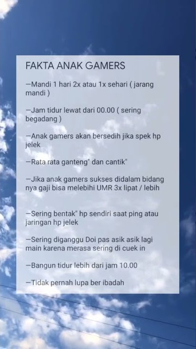 STORY WA FAKTA ANAK GAMERS! #SHORTS