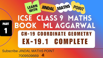 ICSE Class 9 Ch-19 Coordinate Geometry From ML Aggarwal Part-1 @jindalmathspoint