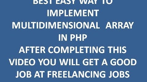Best  And EASY WAY to implement multidimensional array in php