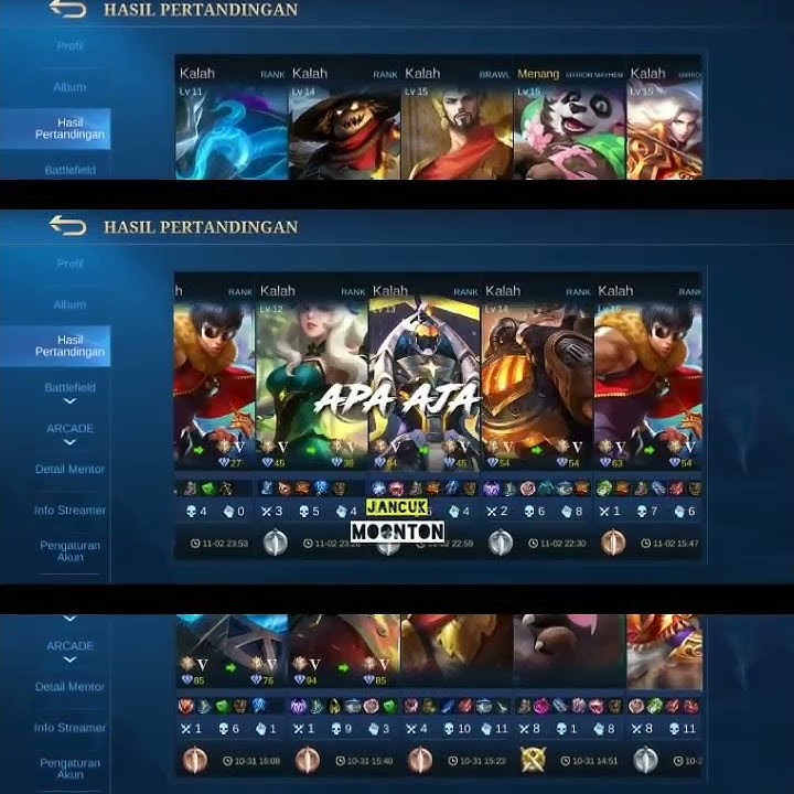 Story'wa Mobile Legend push rank kalah terus