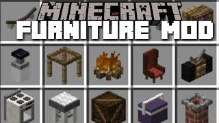 Minecraft FURNITURE MOD / BRAND NEW HOUSE OUTDOOR FURNITURE AND TRAMPOLINE!! Minecraft