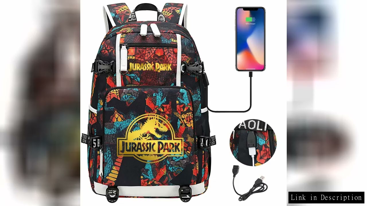 New Gold Jurassic Park Dinosaur USB Boy Girl Kids Book Bags Large Capacity Teenagers Schoolbags Wome