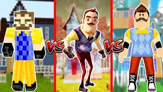 Mi̇necraft Vs Roblox Ve Gerçek Wi̇lson Kapişma Hello Neighbor Wilson Kapışma