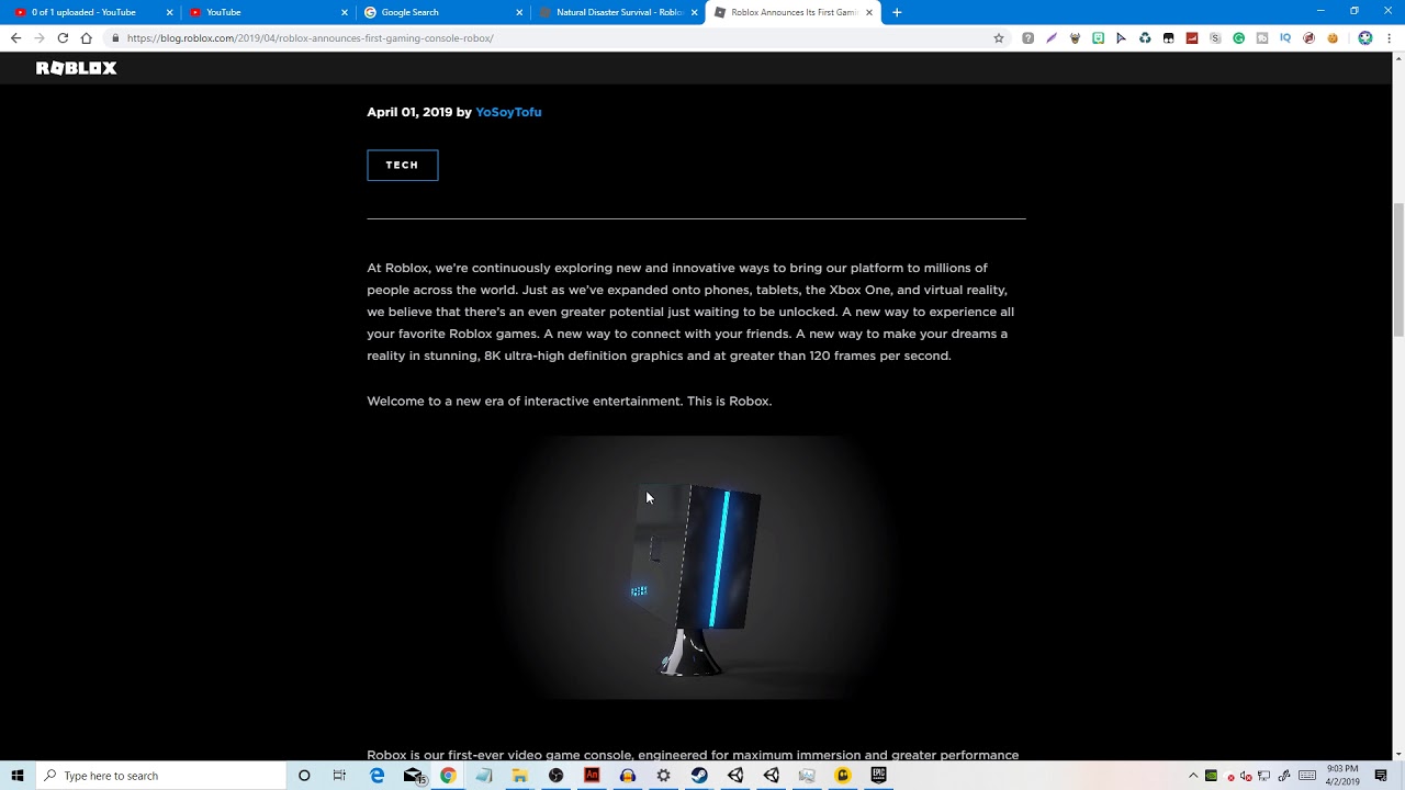 Roblox New Console April Fools Joke 2019 Robox Youtube - 