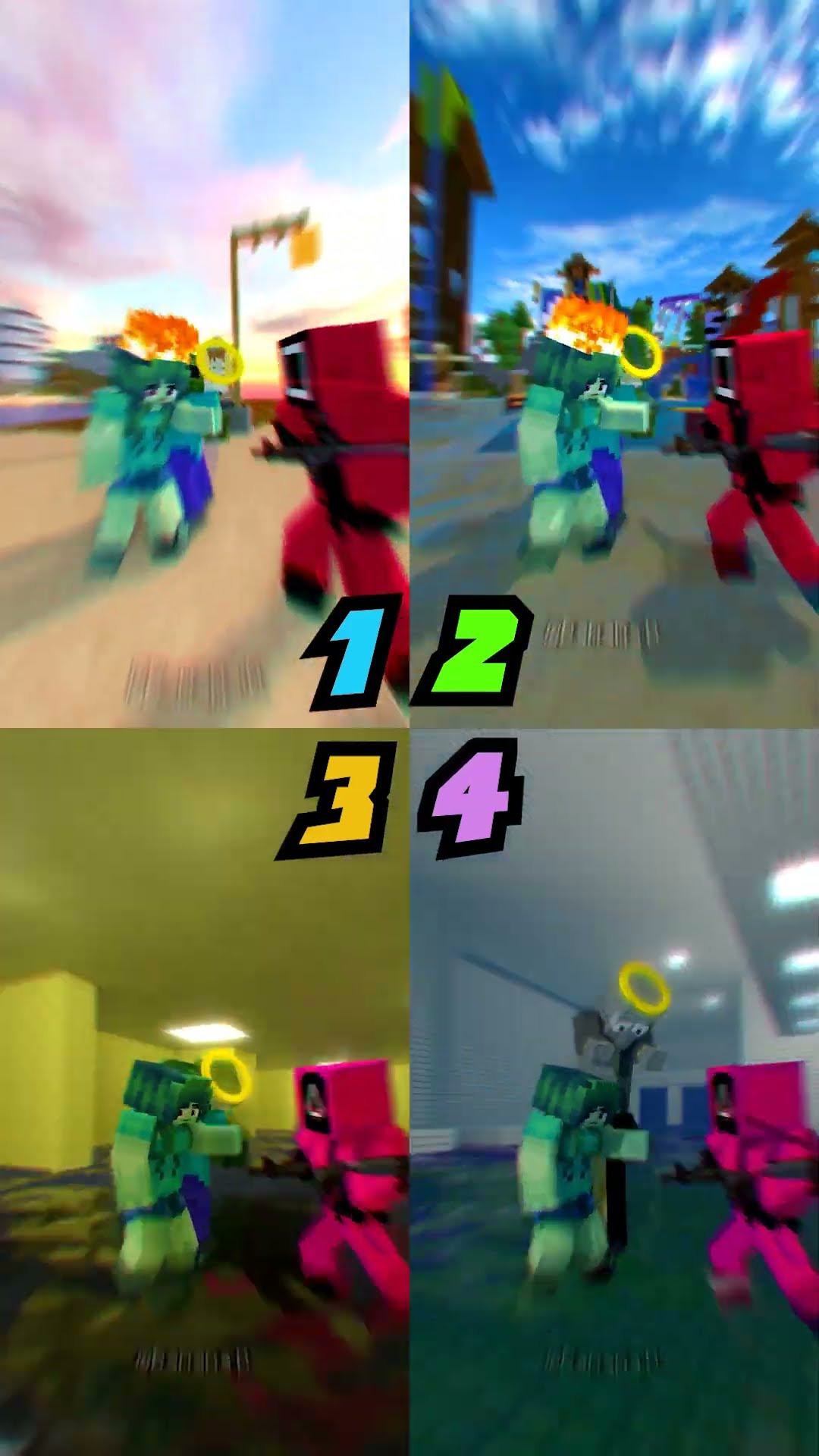 Zombie Team VS SQUID GAME Team LOVE Battle Level 1 2 3 4