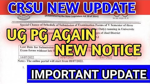 Crsu UG Pg 5th and 3rd sem reappear special chance form open