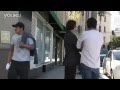 Robert Downey Jr. and reaction with the paparazzi's camera