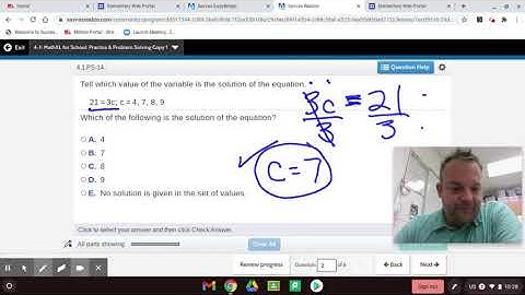 Properties of Equality 4-1 Practice & Problem Solving EnVision 6th Grade Math