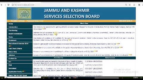 JKSSB VARIOUS SELECTION LISTS & NOTIFICATIONS