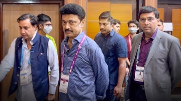 Chief Minister M. K. Stalin & Vishy Anand visit the Chennai Chess Olympiad 2022 playing hall