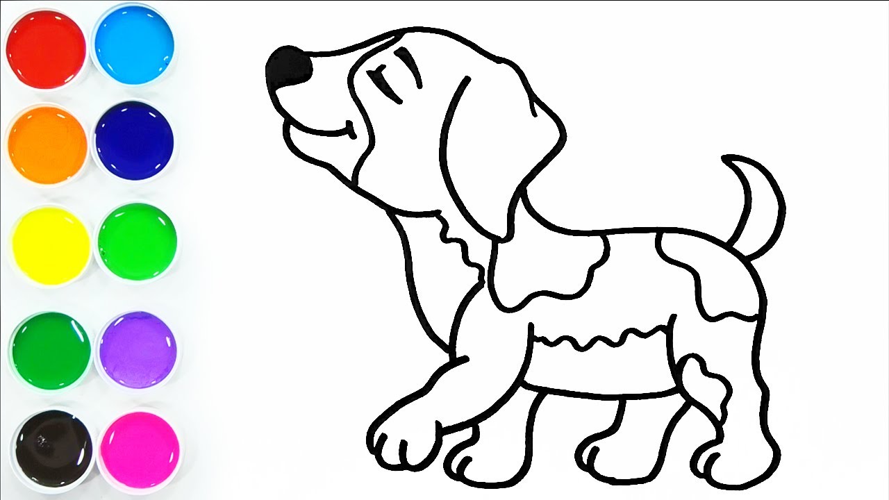 Un Perro Para Pintar Como Dibujar y Pintar un Lindo Perro - Dibujos Faciles Para Niños - Learn  Colors | FunKeep Art - YouTube