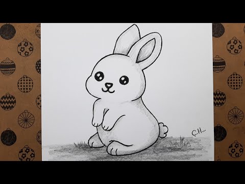 Karakalem Kolay Sevimli Tavşan Resmi Adım Adım Nasıl Çizilir, Çizim Hobimiz rabbit drawing