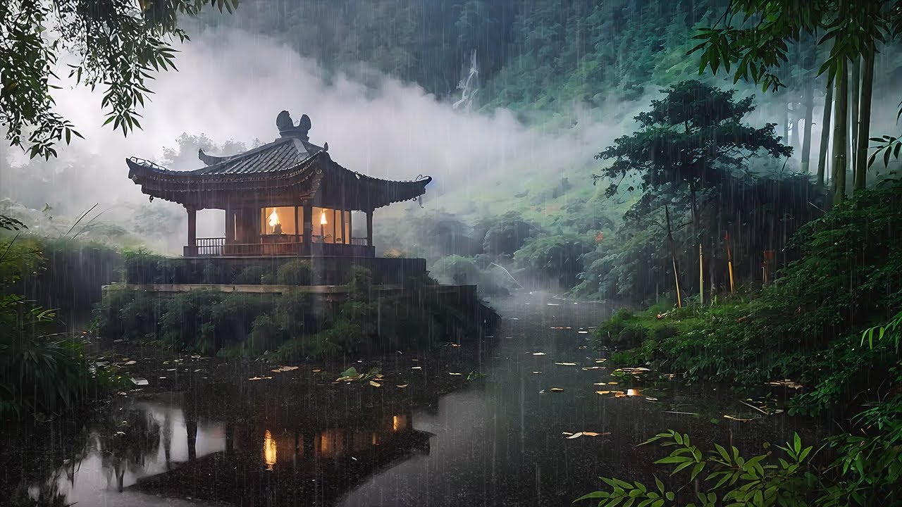 quiet-temple-landscape-painting-drizzle-nourishes-the-soul-youtube