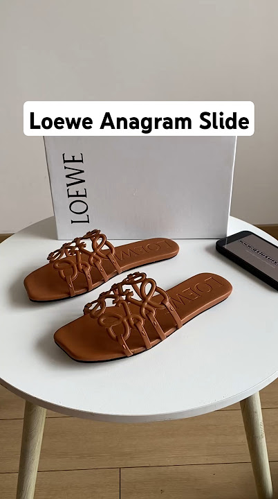 Loewe Anagram Slide in Soft Calfskin #loewe #loeweshoes #shoes #slide #flat #sandals #luxury