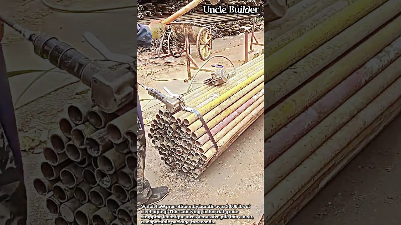 Professional Steel Pipe Bundling! #oddlysatisfying #heavyequipment #construction #metalwork