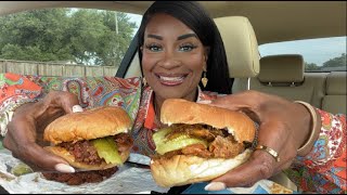 FIRST TIME TRYING BUC EES BRISKET & PULLED PORK SANDWICH! NOW THIS IS SOME HOT TEA!