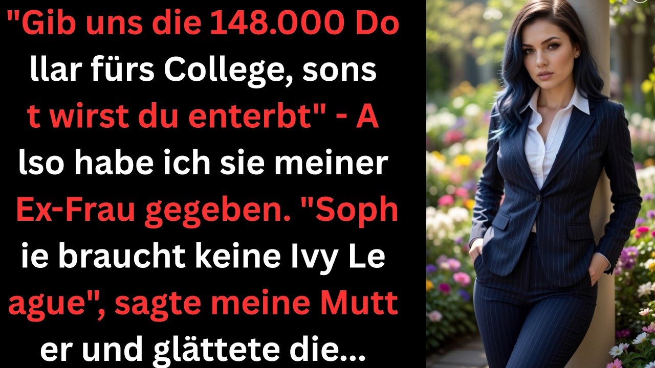 Gebt uns die 148.000$ fürs College – sonst bist du enterbt.“ Also gab ich es meiner Ex.
