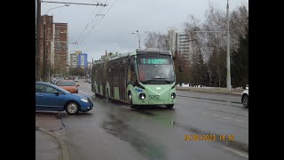 Минск, поездка в троллейбусе БКМ-43300Д, парк.№ 5052, марш.1 (18.02.2023)