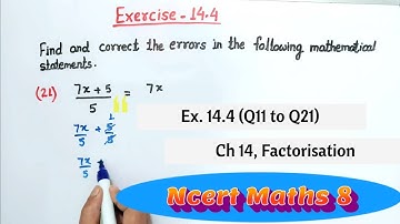 Ex 14.4 (Q.11 to Q.21) class 8th NCERT Maths | Ch 14 Factorisation ex 14.4 | Ex  14.4 Q11 clas 8
