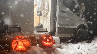 Surviving the FIRST SNOWSTORM OF THE YEAR! | Winter Van Camping in an Early Fall Blizzard
