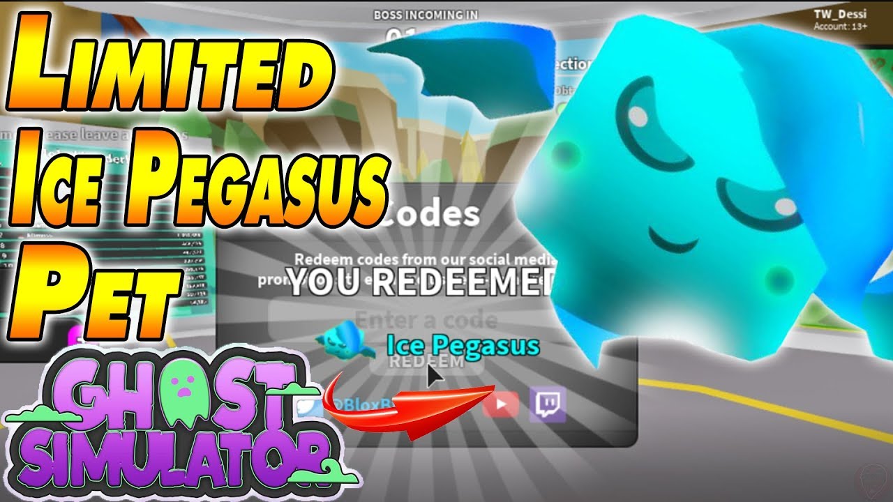 Limited Ice Pegasus Pet Pet Ghost Simulator Youtube - roblox gameplay ghost simulator code for ice pegasus pet quest