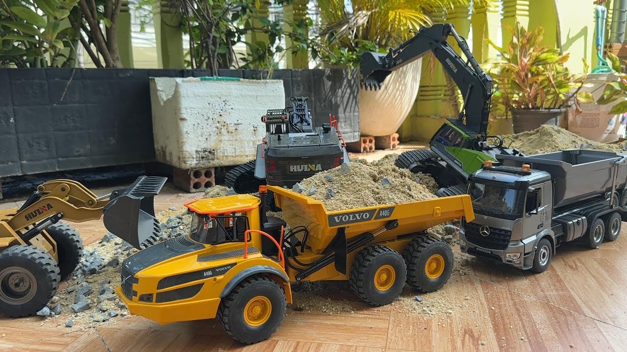 🚜 RC Construction Site Action + Quick Repair! Huina Excavator & Volvo Dump Truck Teamwork
