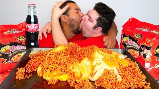 WHY WE CAN&#39;T BREAK UP • SPICY CHEESY FIRE NOODLES • Mukbang &amp; Recipe