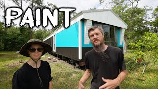 Bold, Black Vintage Home Paint Job - Salvaged Mobile Home Rebuild