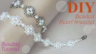 【DIY】How to make Pearl bracelet  *Beading tutorial パールとシードビーズのブレスレットの作り方 串珠-用珍珠和米珠制作优雅高贵珍珠串珠手链